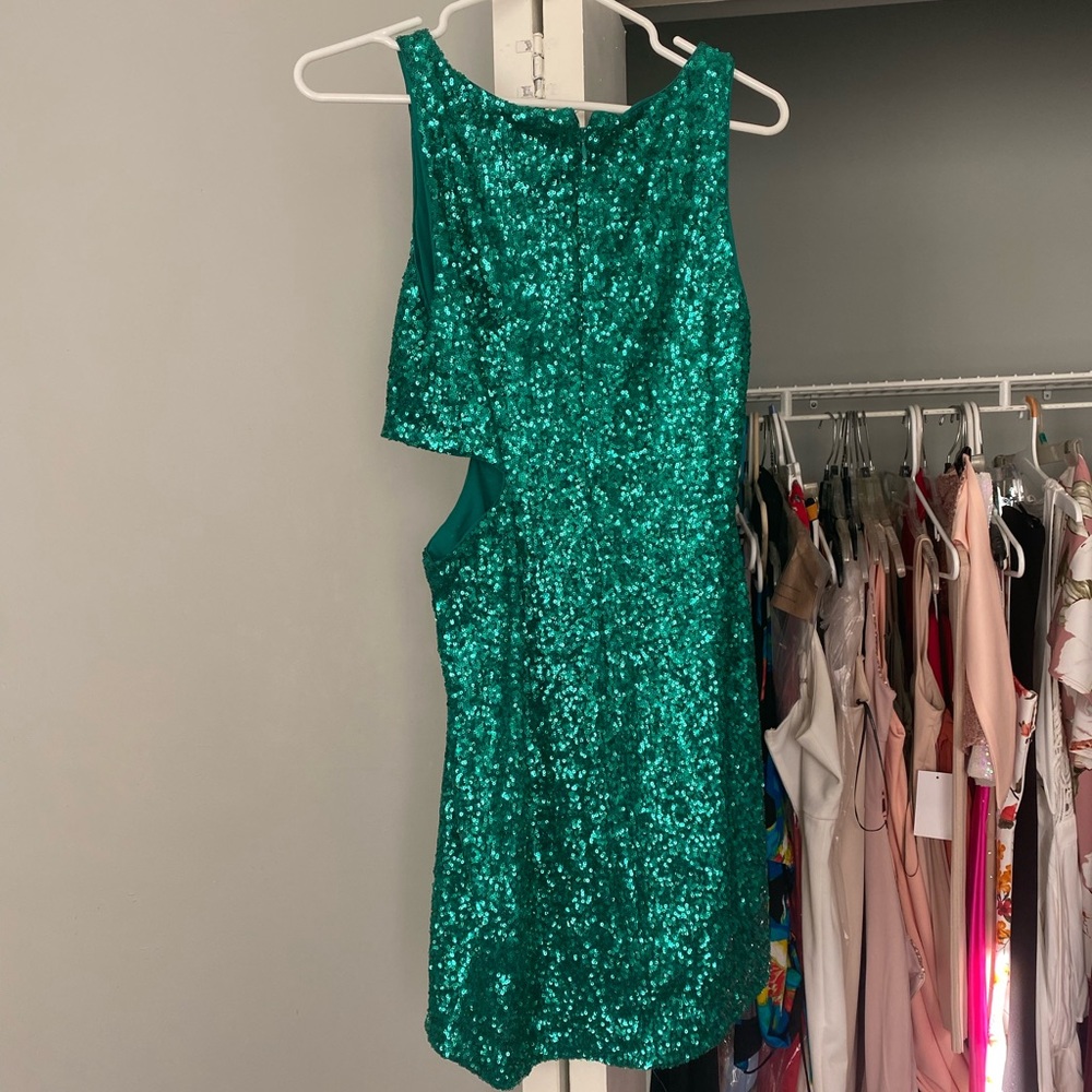 Bebe green glitter cut out dress - Picture 2 of 3